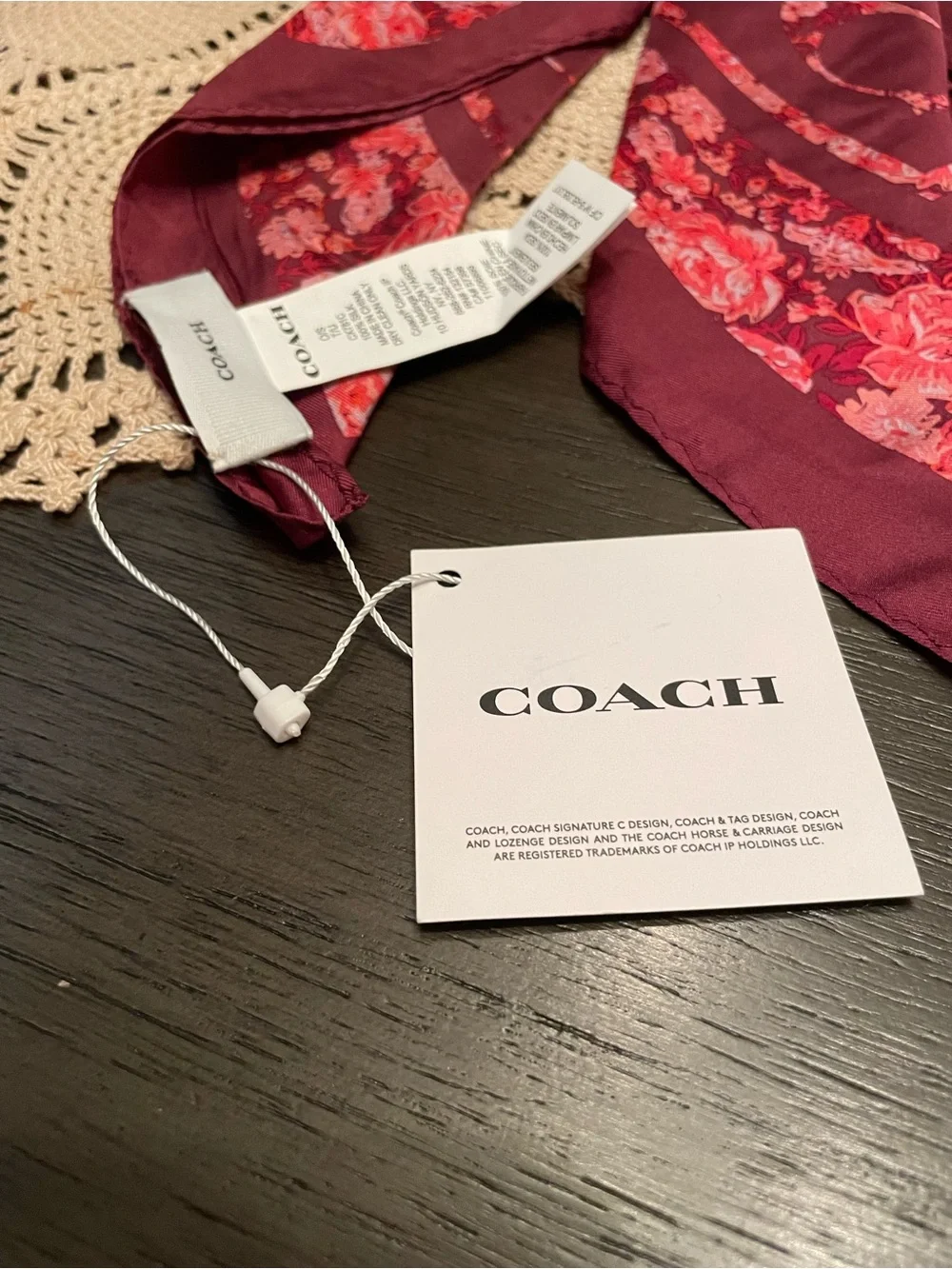 Coach Signature Rose Meadow Print Silk Square Scarf